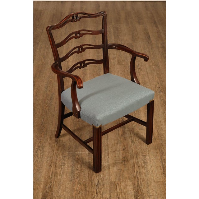 1940's Chippendale Style Set Of Six Mahogany Ladder Back Dining Chairs For Sale In Philadelphia - Image 6 of 18