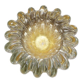 1970s Murano Venetian Gold Speckeled Bowl For Sale