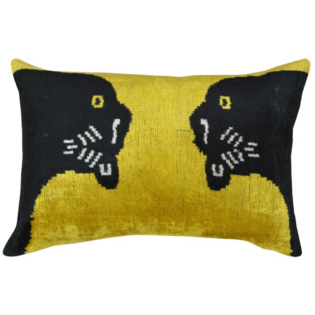 Contemporary Silk Uzbek Ikat Velvet Hand Made Pillow Cushion For Sale - Image 3 of 3