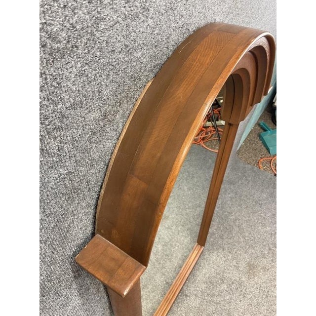 Antique Walnut Arched Wall Mirror | Burl Wood Dome Top Mirror | Architectural Traditional Mirror | Grandmillennial Decor For Sale - Image 4 of 5