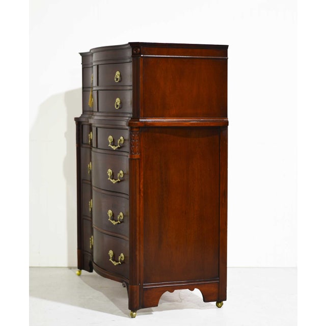 Vintage Mahogany Tallboy Dresser With Serpentine Front the Kentmark by Kent Coffey For Sale - Image 11 of 13