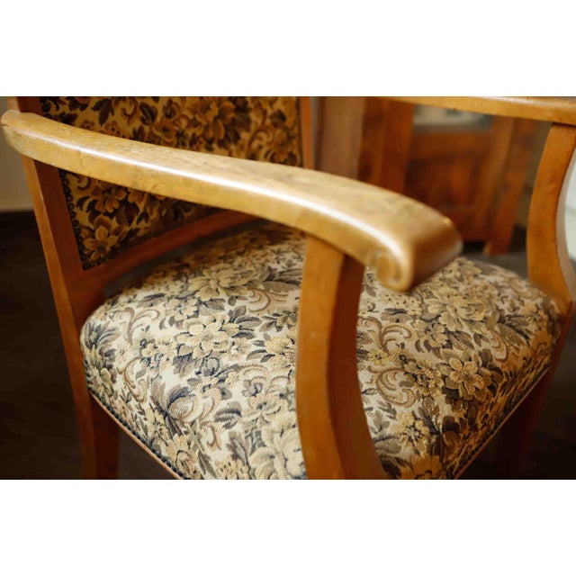 Beige Vintage Salon Lounge Chair with Floral Tapestry Upholstery, 1940s For Sale - Image 8 of 15