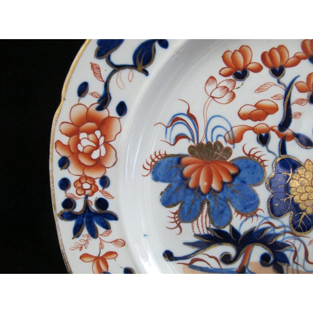 Early 19th Century Georgian Masons Ironstone Imari Japan Basket 9 1/2' Luncheon Plate Set of 6 For Sale In Portland, OR - Image 6 of 8
