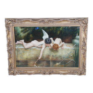 Mid 20th Century The Rescue Cupid Recovering His Quiver Oil Painting After Emile Munier 44"