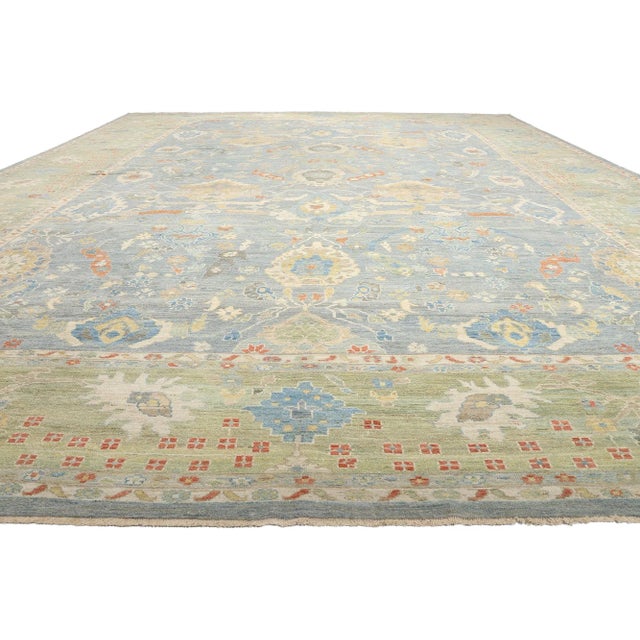 Contemporary Oversized Light Blue Persian Sultanabad Rug - 16'03 X 22'07 For Sale - Image 3 of 8