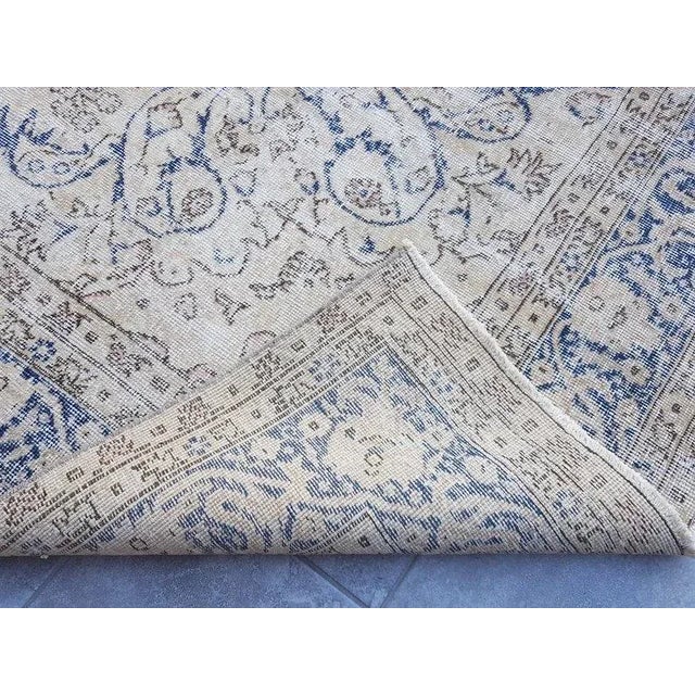 Textile 1960s Beige and Blue Vintage Area Carpet For Sale - Image 7 of 11