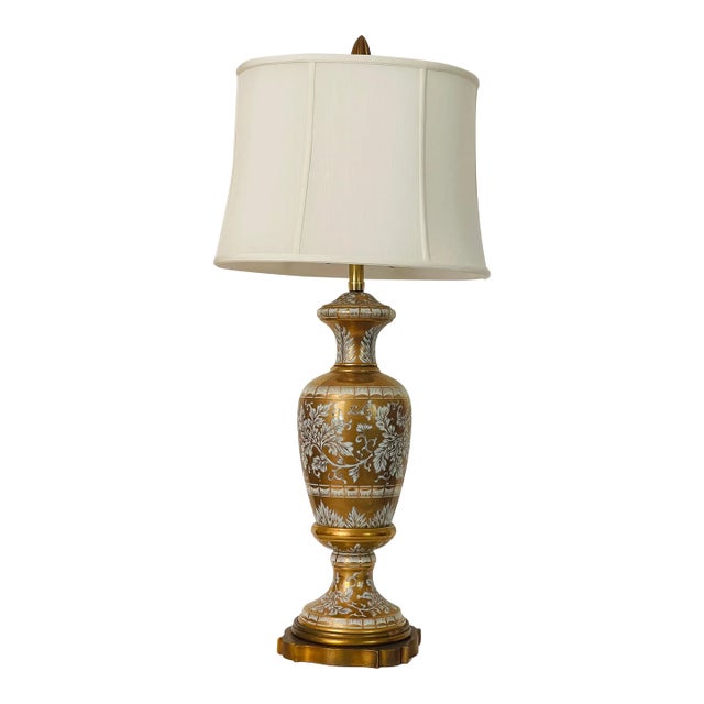 1940s American Marbro Co Lamp Gold Porcelain For Sale