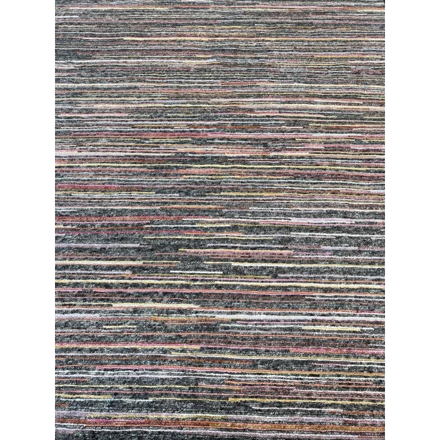 Modern Multi Color Stripe Design Hand Made Rug For Sale - Image 3 of 8