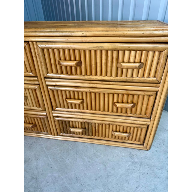 1970s Crespi-Style Stacked Rattan Lowboy Chest of Drawers For Sale - Image 9 of 12