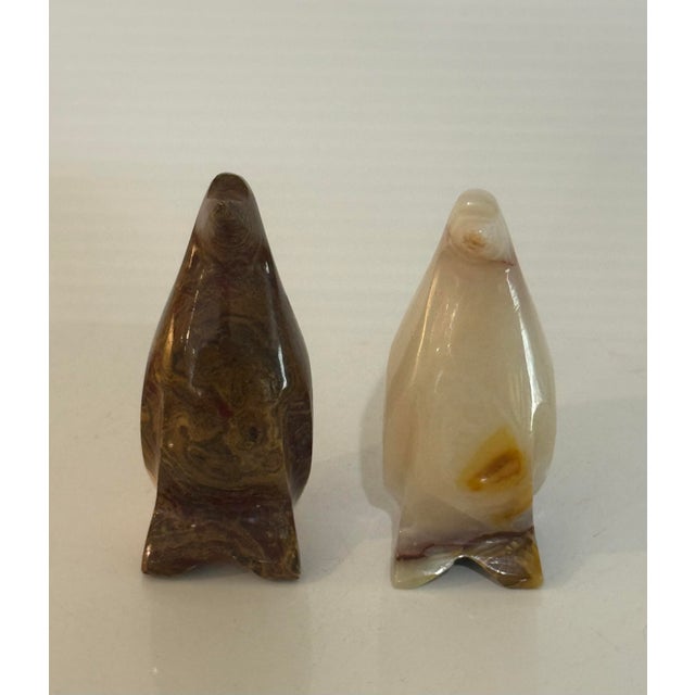 Stone Vintage Hand-Carved Translucent Stone Penguin Figurines — Pair 2.25” Tall For Sale - Image 7 of 10