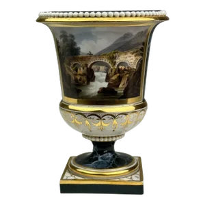 Antique Early 19th Century George III Worcester Flight Barr Porcelain Topographical Urn Vase Circa 1810