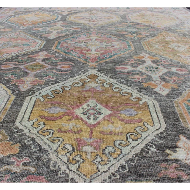 Textile Tribal Design Turkish Oushak Rug by Keivan Woven Arts 9'7 X 11'5 For Sale - Image 7 of 13