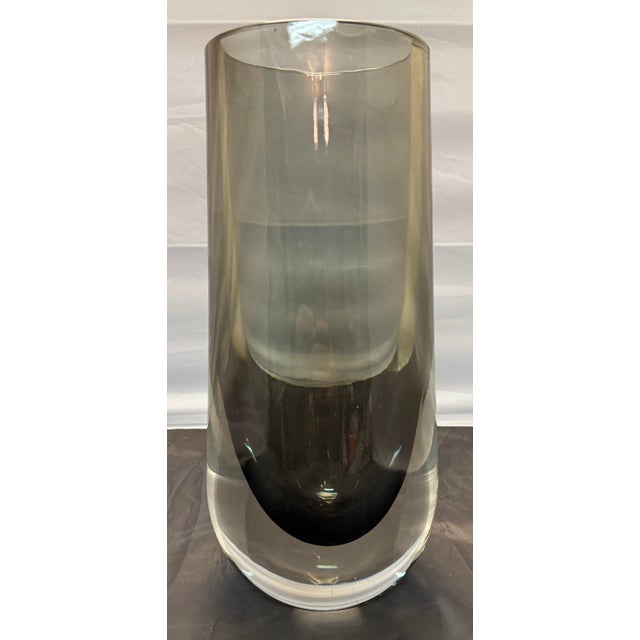 Signed Cenedese Murano Sommerso 15” Large Glass Vase Antonio Da Ros Vintage MCM For Sale In New York - Image 6 of 12
