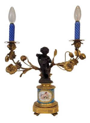 Napoleon III Table Lamp in Ormolú and Porcelain by Victor Paillard, 1870s