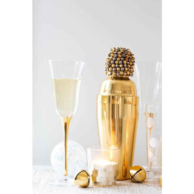 VIETRI VIETRI Optical Gold Champagne Glass For Sale - Image 4 of 11