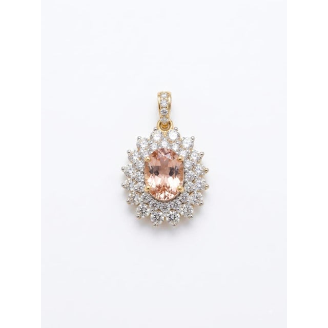 Gemstone 18k Gold Pendant With 1.17ct Semi Stone and 1.06ct Diamonds, New For Sale - Image 7 of 7