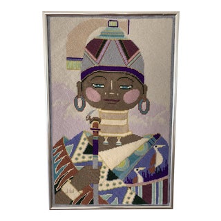 Vintage Framed Needlepoint Textile Wall Art For Sale