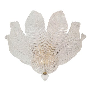 Mid Century Modern Murano Glass Leaves Chandelier For Sale