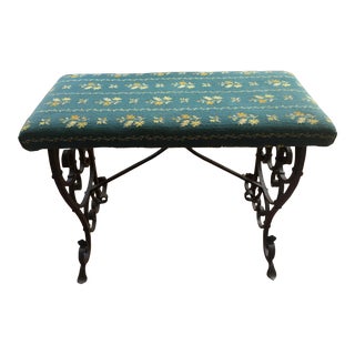 Early 20th Century Vintage Wrought Iron Vanity Piano Bench For Sale