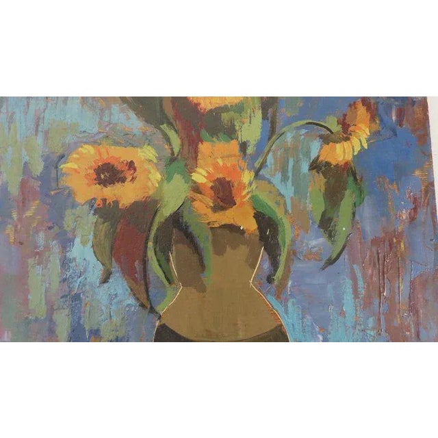 Mid 20th Century Still Life of Sunflowers Oil Painting on Board by George Cermak For Sale - Image 4 of 9
