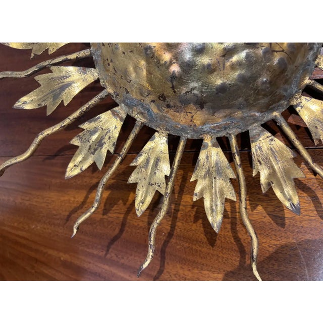 French Early 20th Century French Starburst Flush Mount For Sale - Image 3 of 6