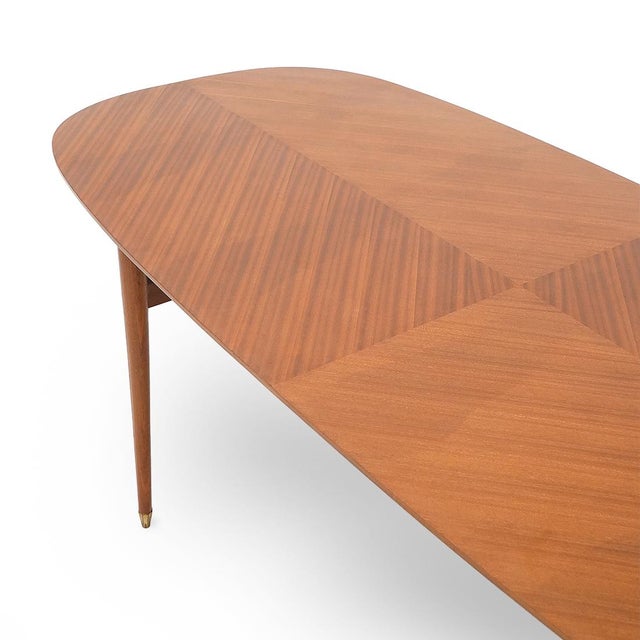 Brown Table with Herringbone Veneer Top, 1950s For Sale - Image 8 of 13