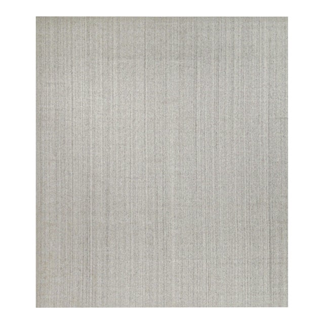 2010s Rug & Kilim’s Modern Rug in Solid Gray and Off-White Striae - 13x15 For Sale
