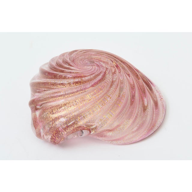 Vintage Murano Snail Glass Bowl in Pink With Gold Aventurine, 1950's For Sale - Image 10 of 11