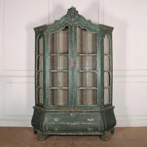 Good 19th century painted oak Dutch vitrine/ display cabinet. 1880. This piece is designed in the style of the selected...