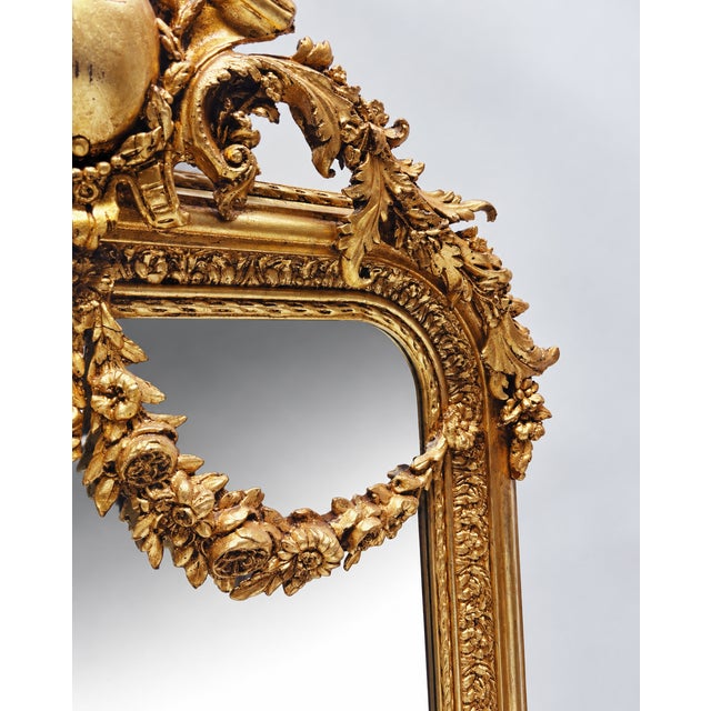 Golden Baroque Mirror with Floral Garland from Green Square For Sale - Image 6 of 11