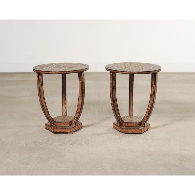 Pair of Moorish Geometric Mother-of-Pearl Inlaid Drink Tables For Sale - Image 14 of 18