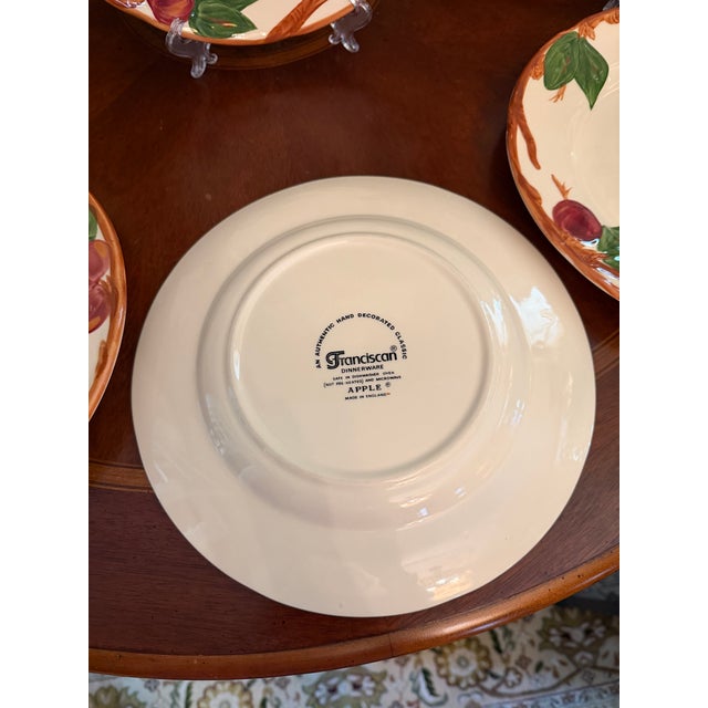 Cream 1980s Franciscan Apple Dinner Plate England Backstamp Hand Painted 10 5/8" - Set of 6 For Sale - Image 8 of 9