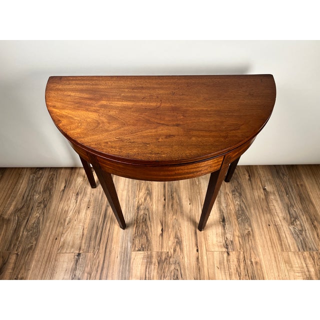 Mid 19th Century Antique Hepplewhite Mahogany Demilune Game Table C. Mid 19th Century For Sale - Image 5 of 8