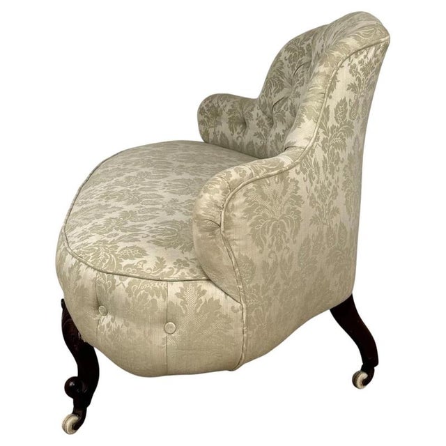 Antique 19th Century English Victorian Mahogany Button-Back Settee For Sale - Image 9 of 11