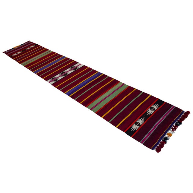 1990s 1990s Hand Made Short Narrow Runner Rug Turkish Kilim Hallway Rug - 1′10″ × 9′10″ For Sale - Image 5 of 14