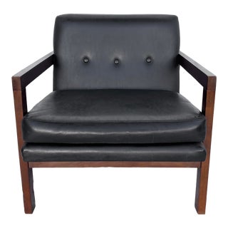 Mid-Century Modern Walnut Frame Club Chair For Sale