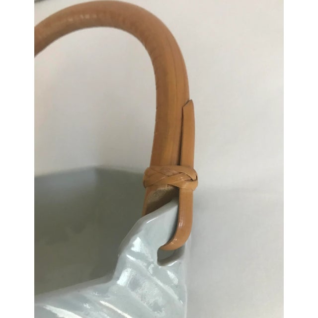 1984 Chalkley Signed Dated Ceramic Bowl With Bamboo Handle For Sale - Image 4 of 6