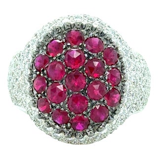 Mouawad, Ruby and Diamond Rosette Ring, Size 6.5 For Sale