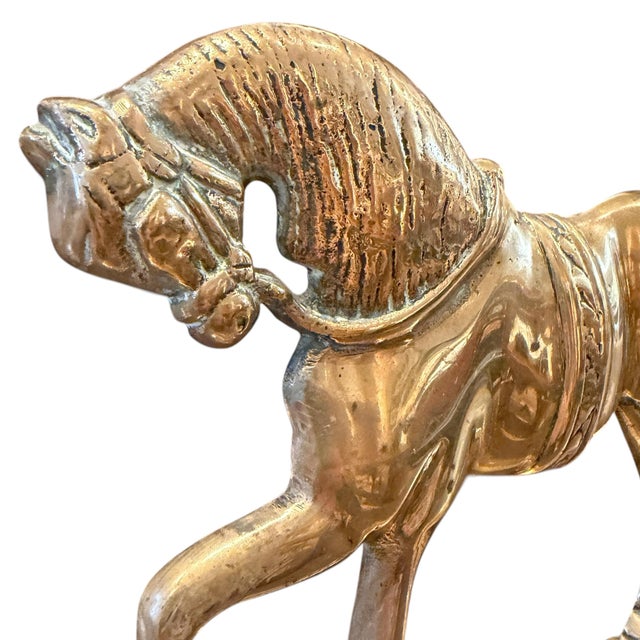 Pair of Early 19th Century English Georgian Brass Horse Doorstops For Sale - Image 9 of 13
