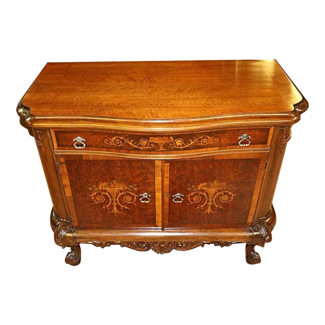 1920's French Louis XV Style Walnut Inlaid Commode Chest Server by Rockford For Sale