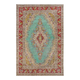 Shabby Chic1990's Vintage Blue/Red Wool Rug - 8'0'' X 11'10'' For Sale