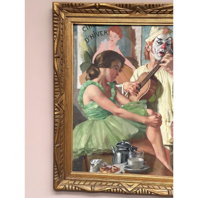 Philippe de Rougemont, Woman and Clown, 1950s, Oil Painting on Canvas, Framed For Sale - Image 9 of 18