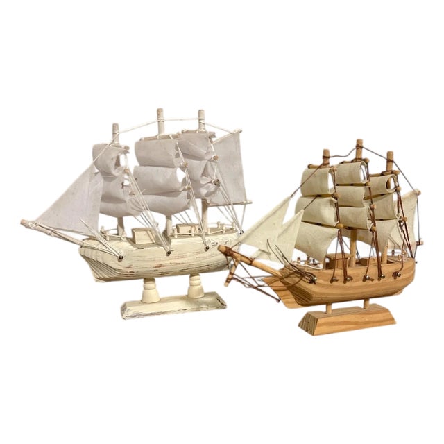 Vintage Miniature Wood Pirate Ship Model - A Pair For Sale