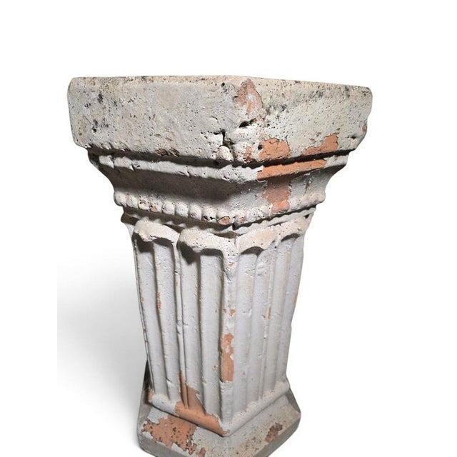 19th Century 19th Century Italian Hexagonal Terracotta Pedestals with Classical Sculptures, Set of 2, 1880 For Sale - Image 5 of 8