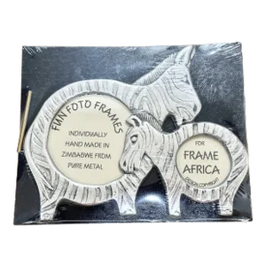 Pewter Zebra Double Picture Frame