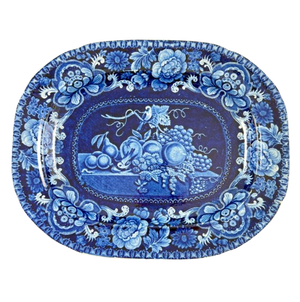 Stubbs & Kent Georgian Cobalt Transferware ‘ Birds and Fruits’ Platter, Circa 1830