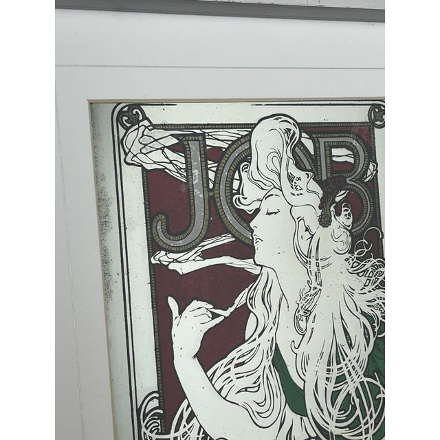 Vintage Art Nouveau Mirror with Job Cigarettes Advertising by Alphonse Mucha, 1970s For Sale - Image 10 of 18