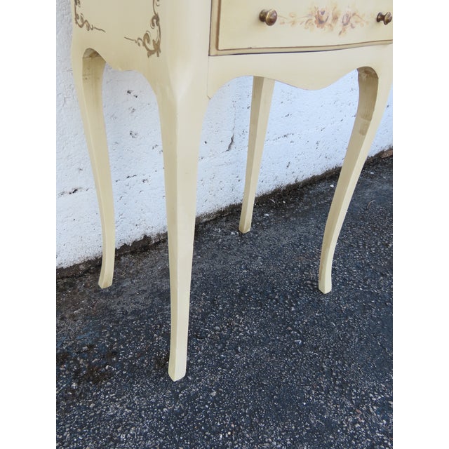 French Shabby Chic Painted Tall Narrow Nightstand Side End Table 6327 For Sale - Image 10 of 15