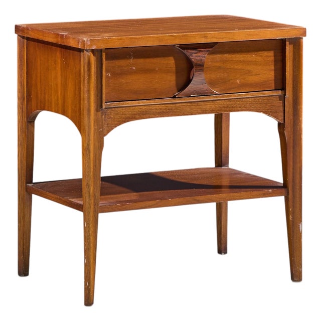 Kent Coffey Perspecta Mid Century Walnut and Rosewood Nightstand For Sale