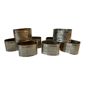 Vintage Silver Plated French Napkin Rings Monsieur & Madame, Set 2